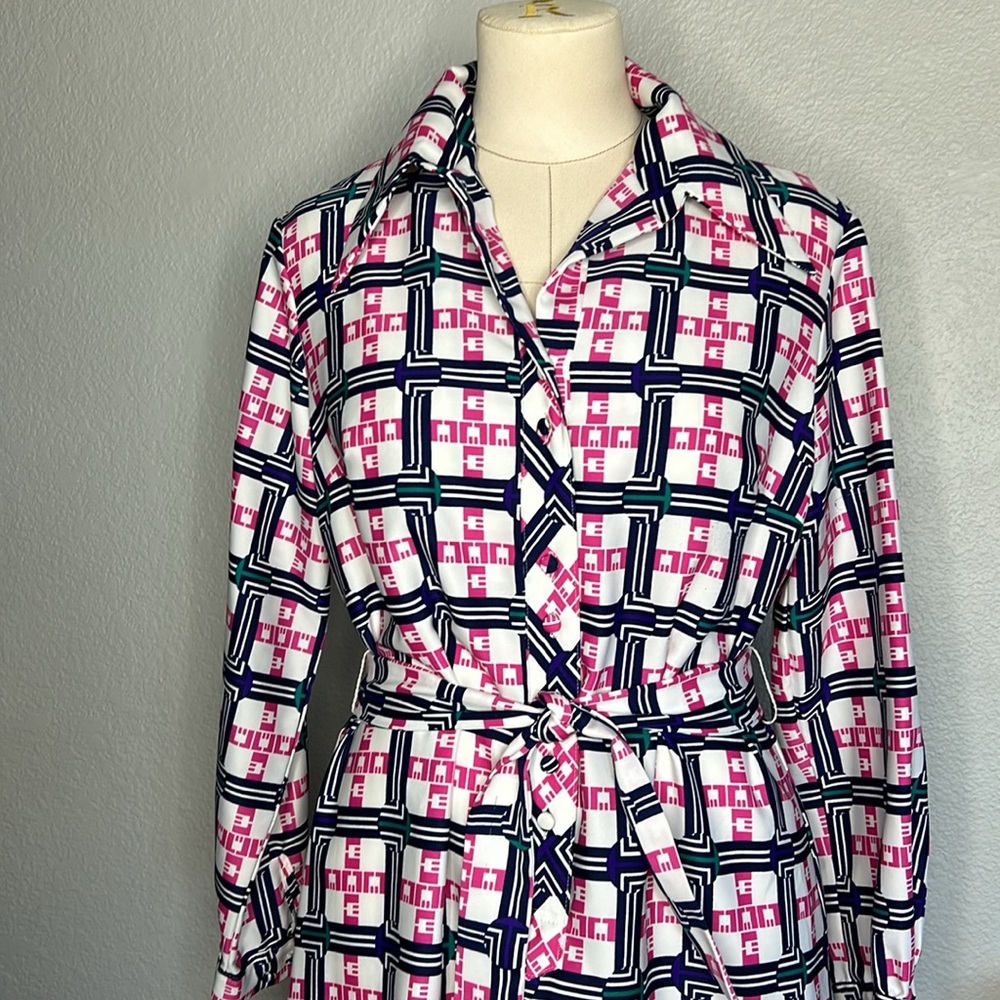 Vintage Lanvin plaid button down shirt dress - Picture 2 of 12
